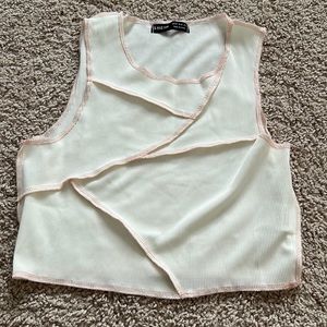 SHEIN: White Tank Top with Pink Outline.